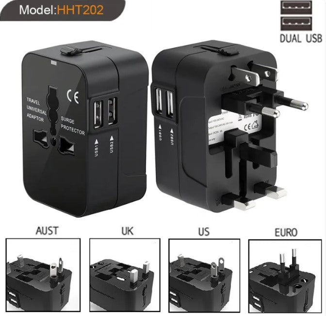 Universal Travel Adapter - All-in-One International Power Plug with USB