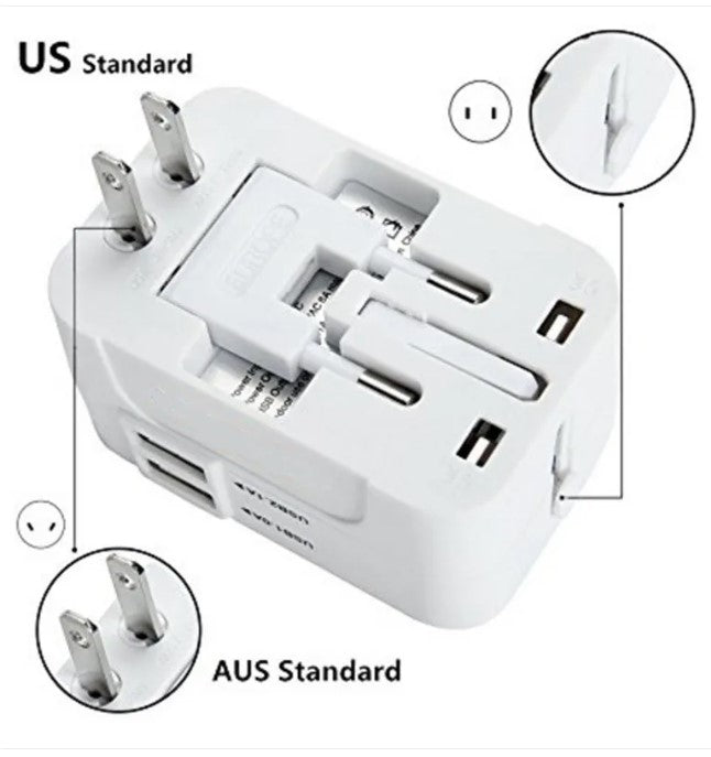 Universal Travel Adapter - All-in-One International Power Plug with USB