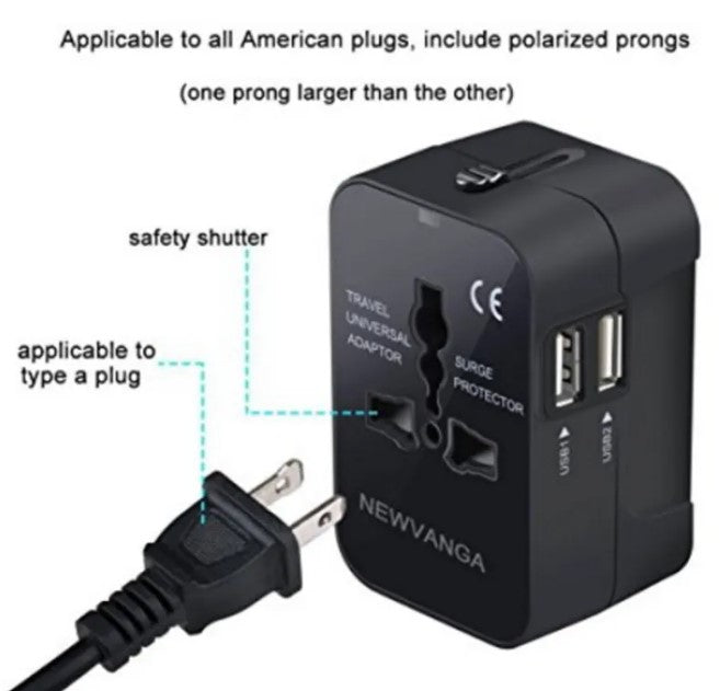 Universal Travel Adapter - All-in-One International Power Plug with USB